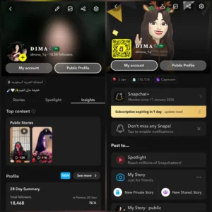 حساب سناب 18.5 الف متابع